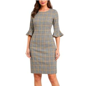 CLOSET CLEAR OUT Shelby & Palmer blk white & yellow houndstooth dress - size 10